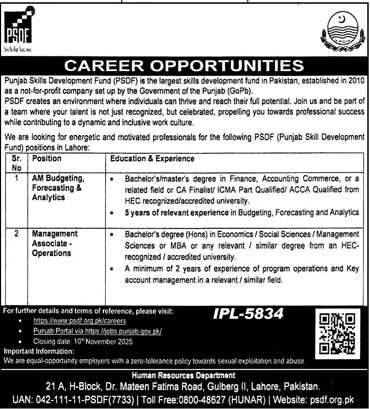 Jobs in PSDF Lahore